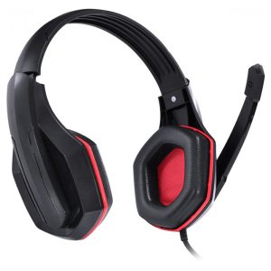 Fone headset gamer VX Gaming Ogma P2 stereo com microfone - Preto e Vermelho