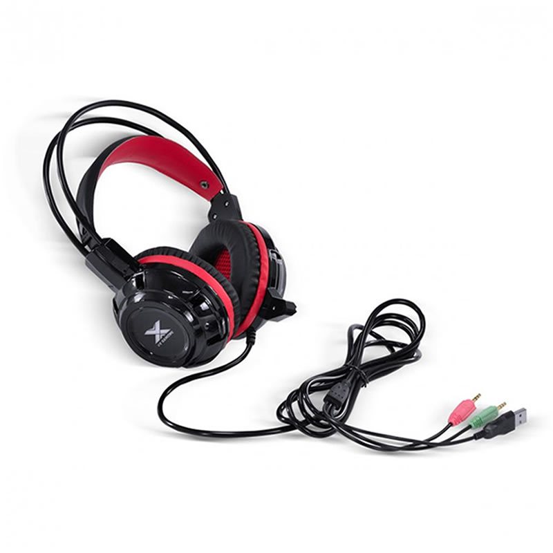 Fone headset VX Gaming Taranis V2 P2 com microfone - Preto e Vermelho - Imagem 4
