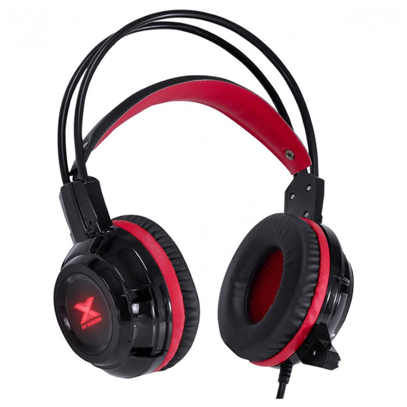 Fone headset VX Gaming Taranis V2 P2 com microfone - Preto e Vermelho