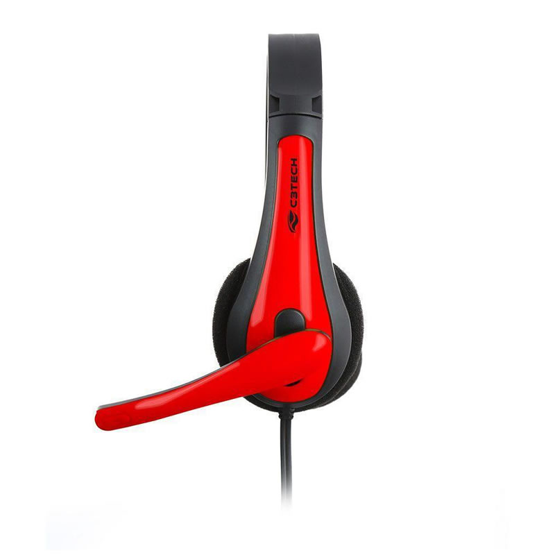 Headset gamer C3Tech c/microfone P2 preto e vermelho PH-30BK - Imagem 3