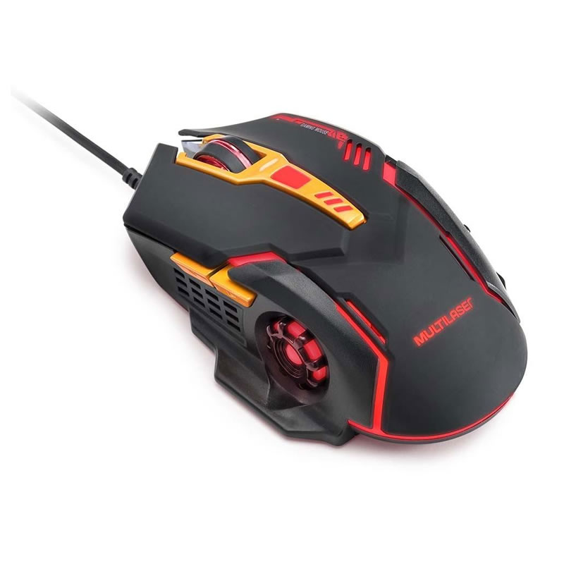 Mouse gamer Multilaser 2400DPI 6 botões preto com laranja - MO270 - Imagem 2