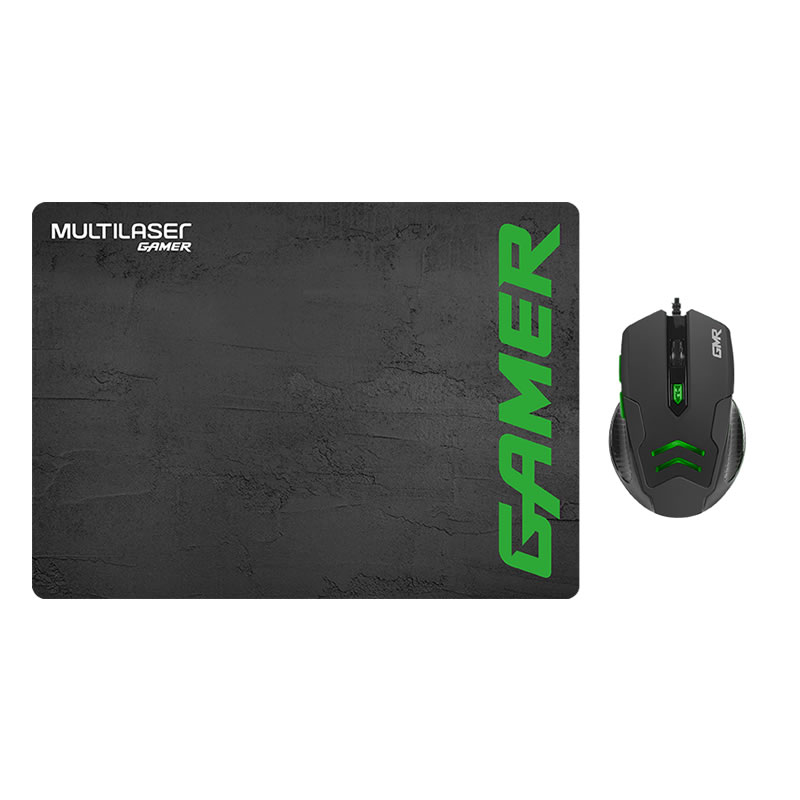 Mouse gamer Multilaser 3200DPI 6 botões preto/verde com Mouse Pad - MO273 - Imagem 2