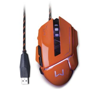 Mouse gamer Warrior Ivor 3200DPI 7 botões controle DPI laranja - MO263