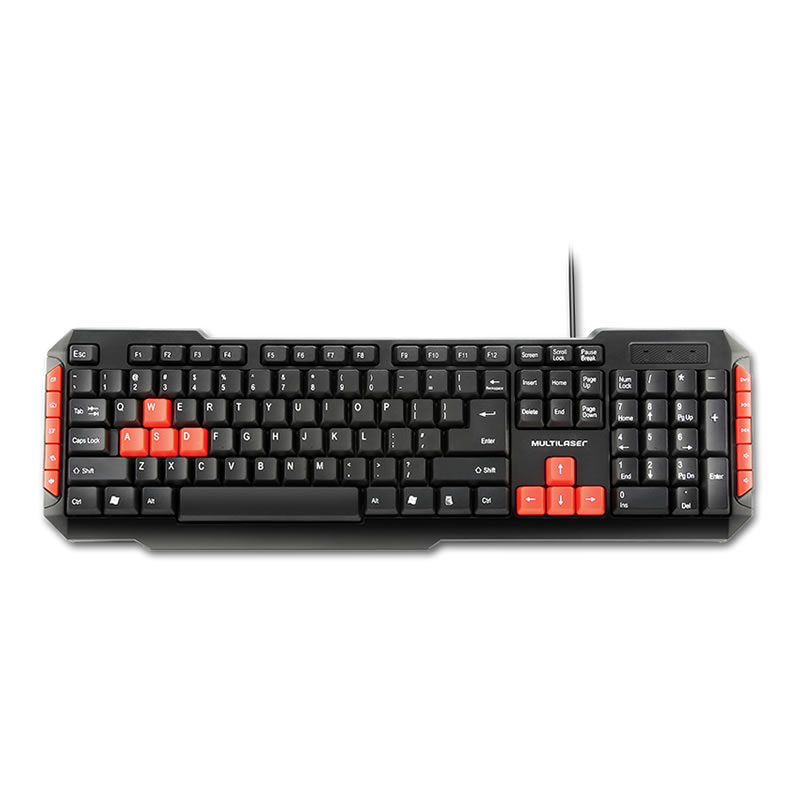 Teclado Gamer com hotkeys multimídia Preto/Vermelho Multilaser - TC160