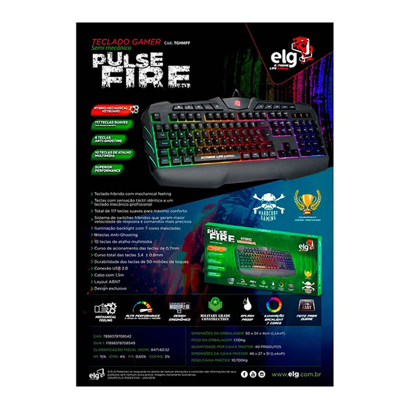 Teclado Gamer ELG Hybrid Mechanical Pulse Fire TGHMPF, Iluminação Backlight Customizável - Imagem 4