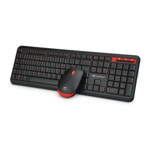 Kit Teclado e Mouse sem fio C3Tech, nano receptor USB, ABNT2, Preto/Vermelho - K-W100BK