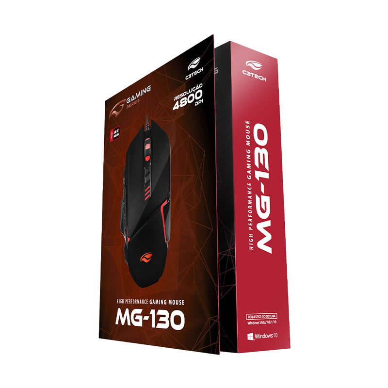 Mouse gamer C3Tech MG-130BK, USB, 4800 DPI, 6 botões, LED multicores - preto - Imagem 4