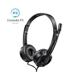Headset Rapoo P2 P3 3.5mm Microfone Sem Ruído Preto H100 - RA019