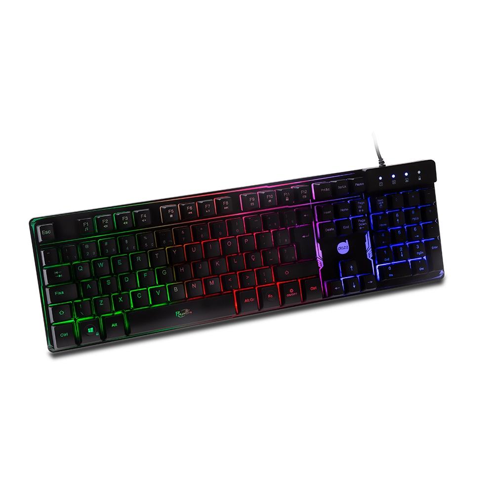 Teclado Gamer Dazz Rapid Fire Revolution, LED Rainbow, Anti-Ghosting, ABNT2 - 625203