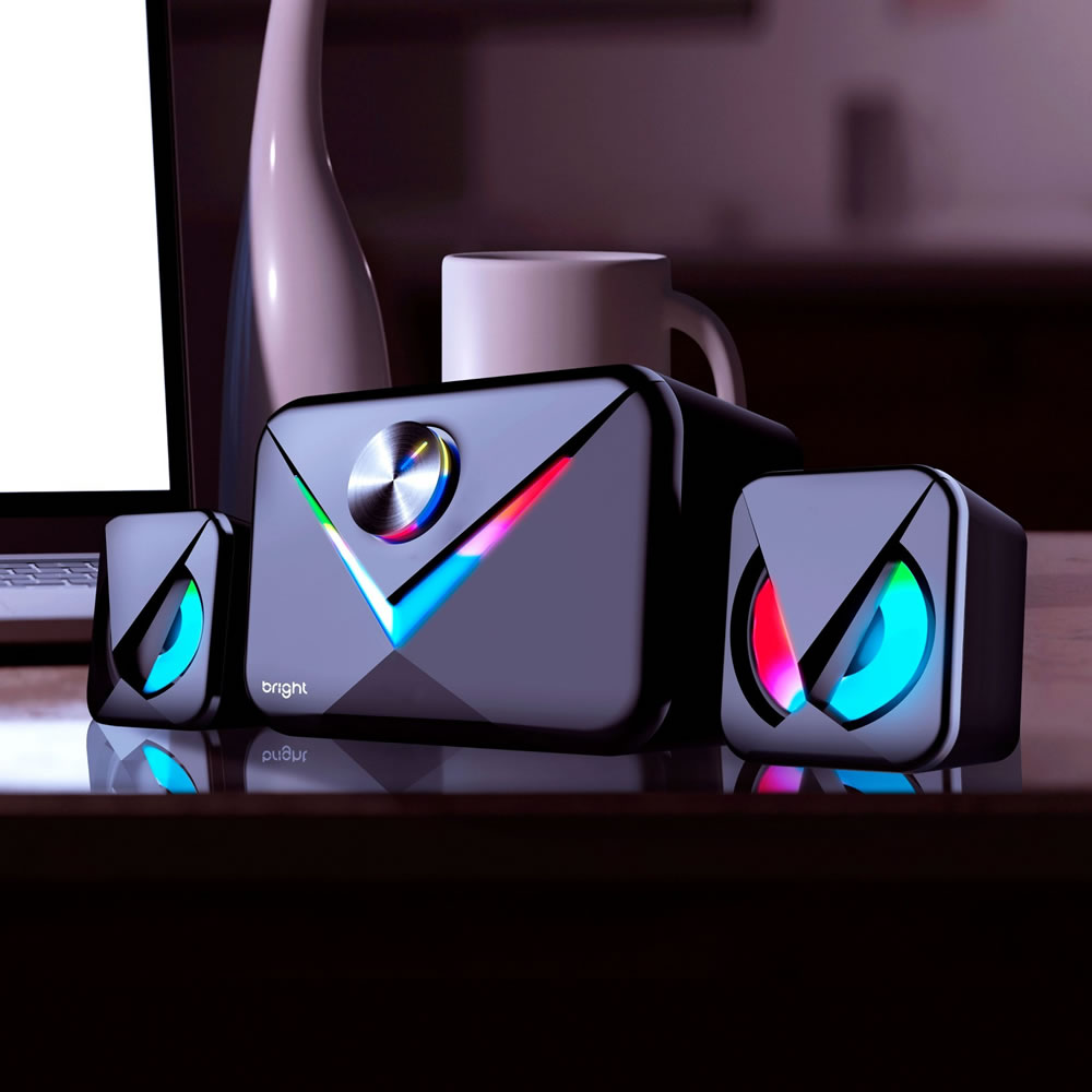 Caixa De Som Bright Multimídia Speaker RGB, Bluetooth - CX004 PRETO