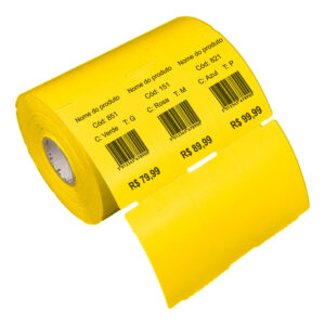 Etiqueta Tag Roupa 35x60mm 3 Colunas Sem Picote Térmica S/ Ribbon Amarela