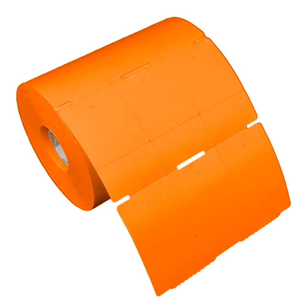 Etiqueta Tag Roupa 35x60mm Laranja 3 Col 1 Picote Couche P Ribbon Rolo C1500 E 30m