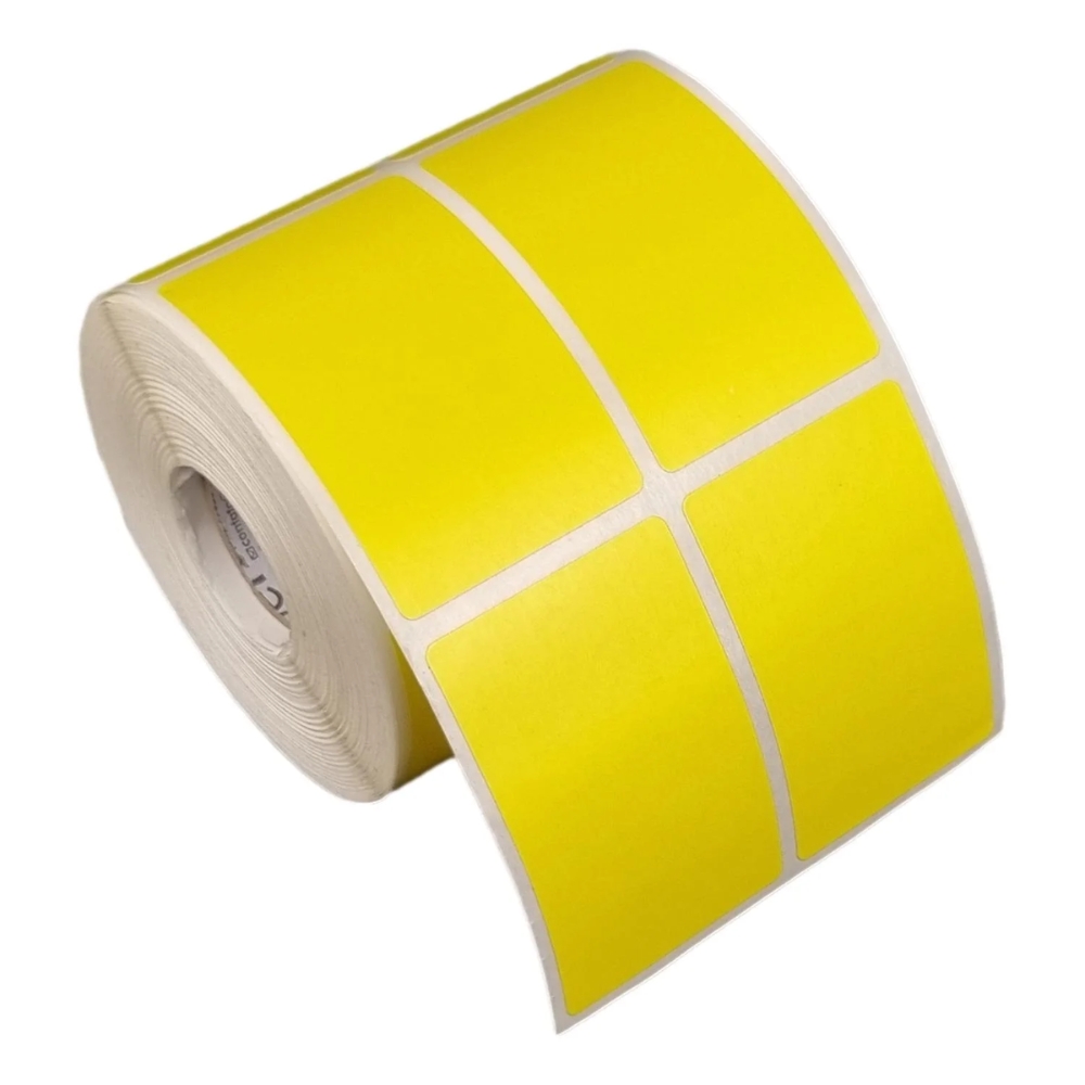 Etiqueta Tag Roupa 40x60mm Amarela 2 Col 1 Picote Adesiva Couche P Ribbon Rolo C 30m