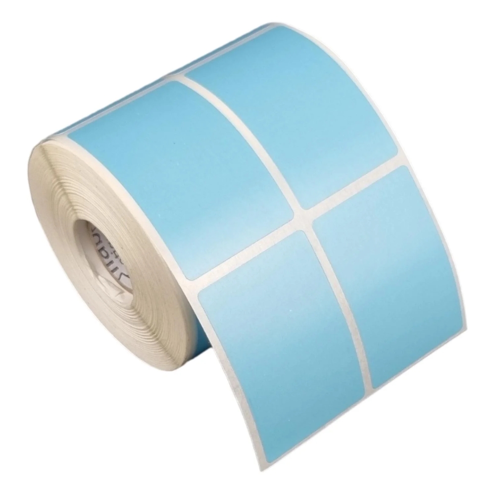 Etiqueta Tag Roupa 40x60mm Azul 2 Col 1 Picote Adesiva Couche P Ribbon Rolo C 30m