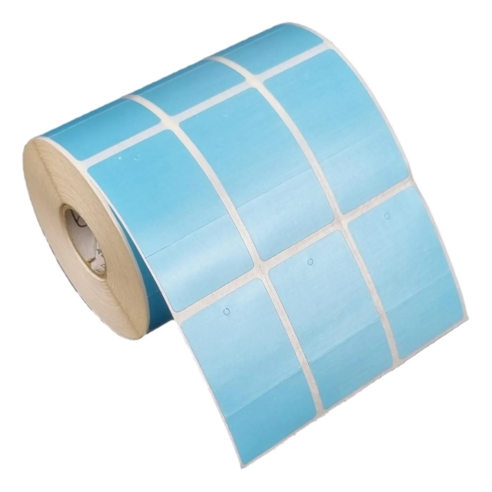 Etiqueta Tag Roupa 33x55mm Azul 3 Col 1 Picote Couche P Ribbon Rolo C1551 E 30m