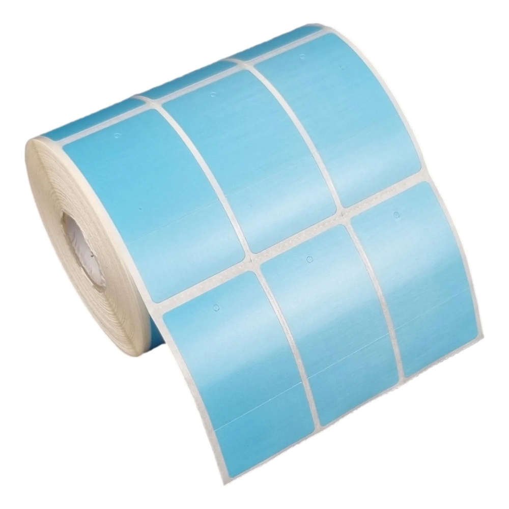 Etiqueta Tag Roupa 33x60mm Azul 3 Col 1 Picote Couche P Ribbon Rolo C1428 E 30m