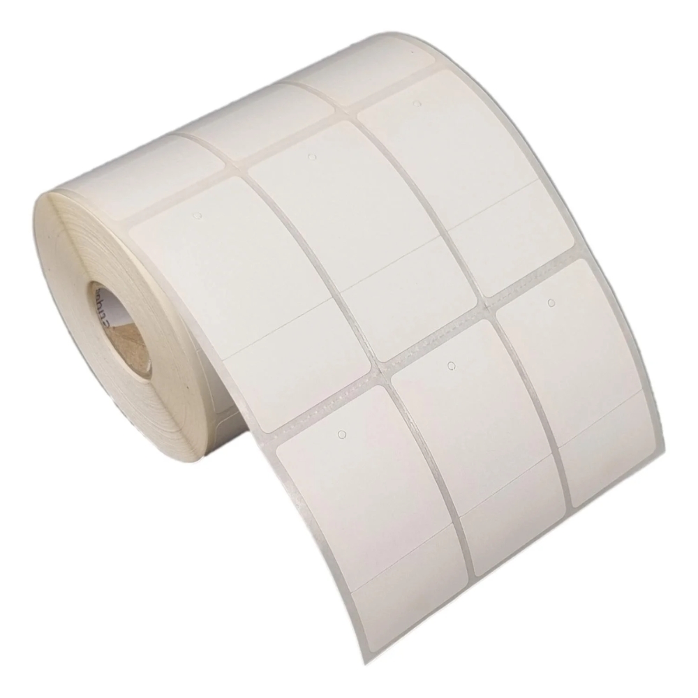 Etiqueta Tag Roupa 33x60mm Branca 3 Col 1 Picote Couche P Ribbon Rolo C1428 E 30m