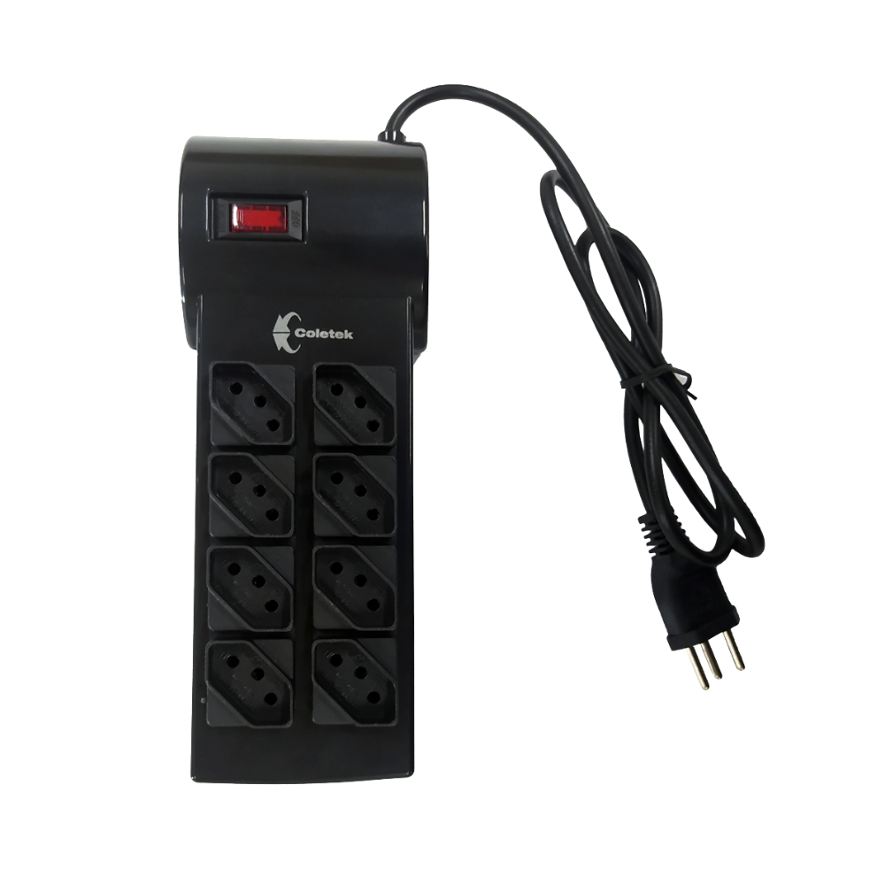 Filtro De Linha Coletek Fl-82bk, 8 Tomadas, 10ah, Bivolt, Preto
