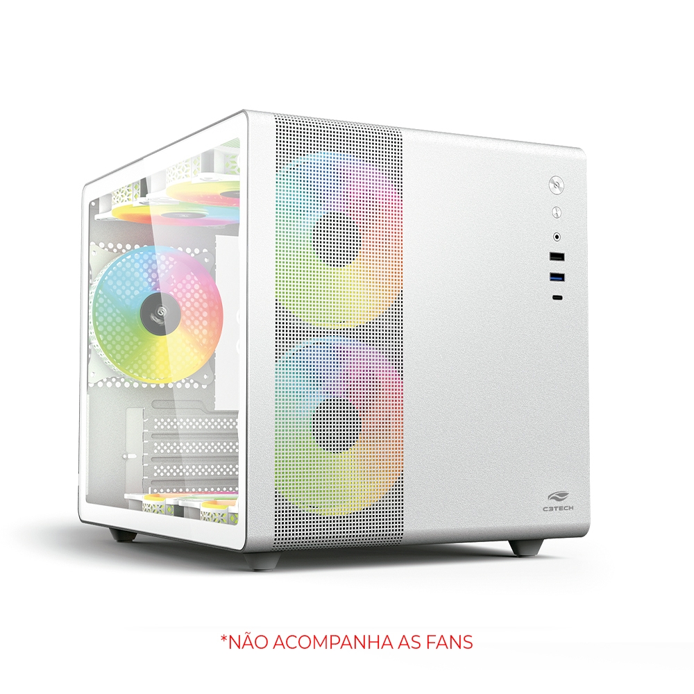 Gabinete C3tech Gaming Aquarius Mt-g710wh, Mini Tower, Micro Atx, Lateral Em Vidro, Branco